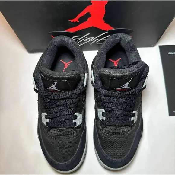 Size 5.5 - Nike Air Jordan 4 Retro SE GS Black Canvas Men display picture 1